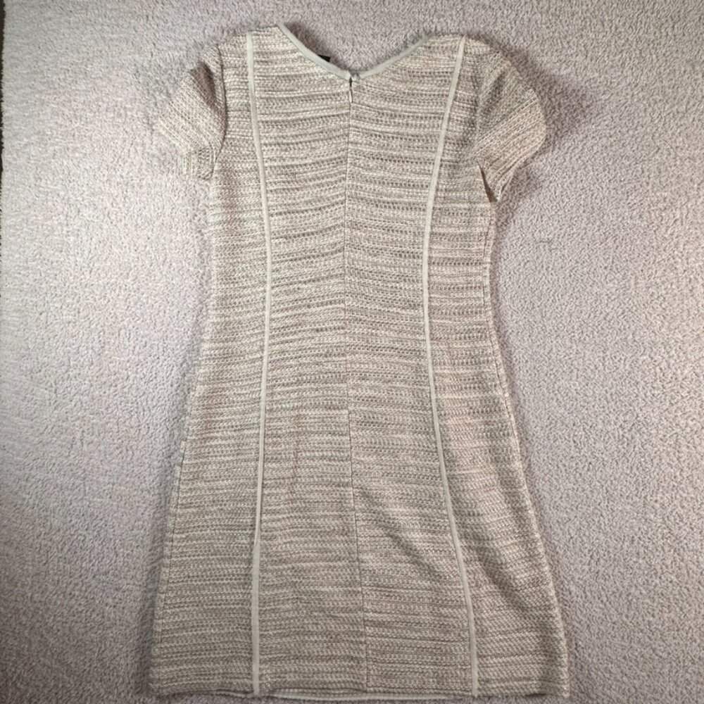 St John Womens Midi Dress Tweed Wool Blend Cream Sz 6 Made in USA Luxury Formal - Picture 7 of 12
